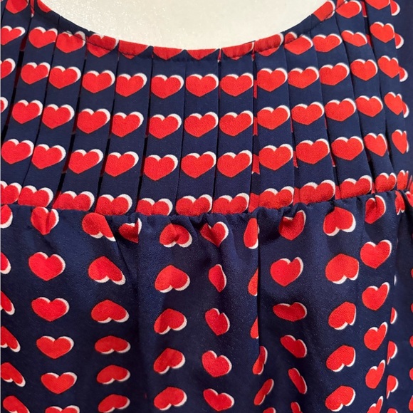 Cynthia Rowley Navy Blue Red Hearts with white shadowed hearts Tank Top Blouse. - Picture 3 of 10